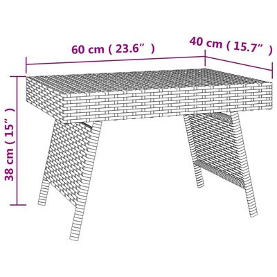 vidaXL Felli Hliðarborð Svart 60x40x38 cm Pólýrattan