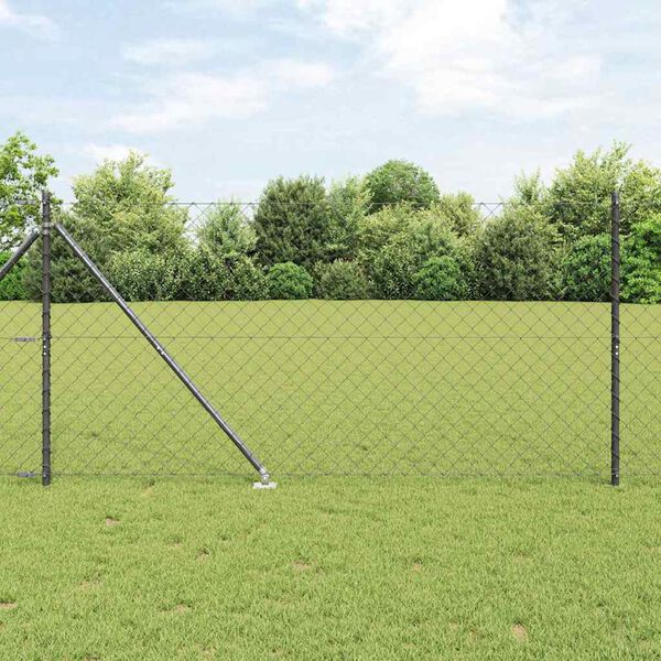 vidaXL Girðingarpóstur Grár 25 x 1,4 m (60 x 60 mm net) Stál og PVC