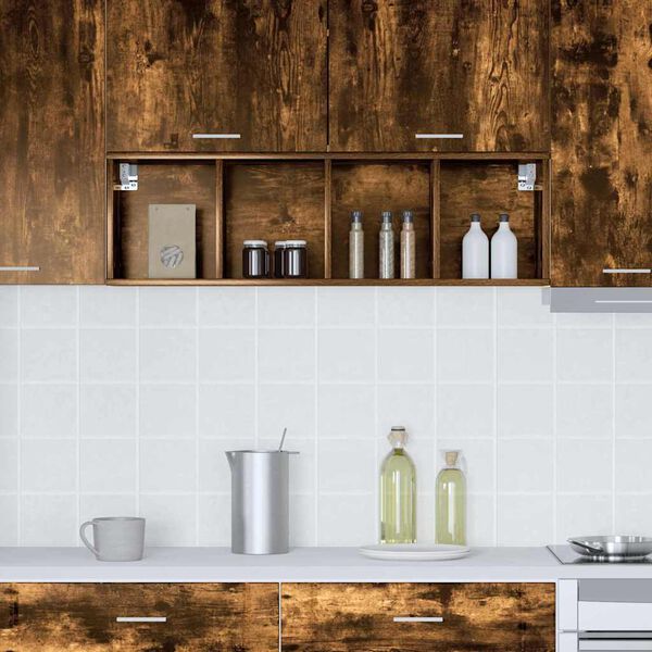 vidaXL Vegghengdur sk&aacute;pur Rau&eth;-eik 30 x 29,5 x 100 cm Samsettur vi&eth;ur