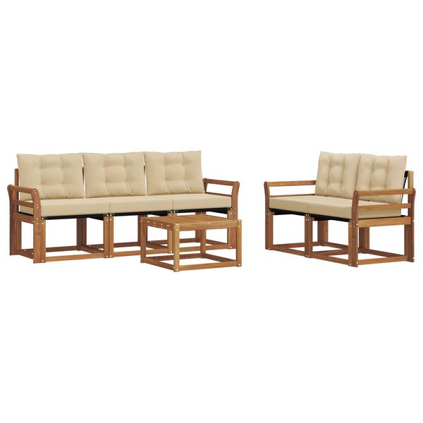 vidaXL &Uacute;ti s&oacute;fasett me&eth; p&uacute;&eth;i 6 pcs N&aacute;tt&uacute;rulegt og B&eacute;ig