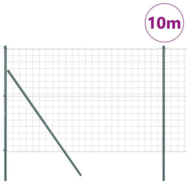 vidaXL Gir&eth;ing me&eth; st&ouml;ngum Gr&aelig;nn 1.5 x 10 m St&aacute;l