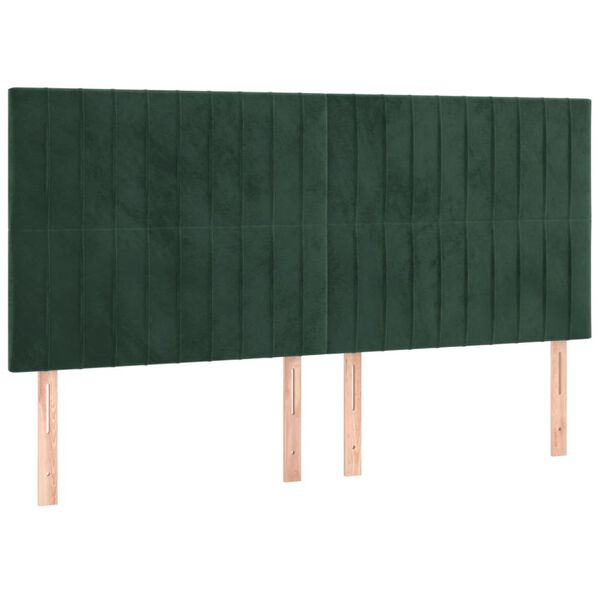 vidaXL LED h&ouml;fu&eth;gafl D&ouml;kkgr&aelig;nt 180x5x118/128 cm Flauel