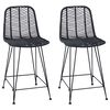 vidaXL Barst&oacute;ll 2 pcs Svartur 44,5 x 54,5 x 97,5 cm Rattan og j&aacute;rn