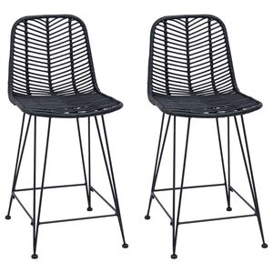 vidaXL Barst&oacute;ll 2 pcs Svartur 44,5 x 54,5 x 97,5 cm Rattan og j&aacute;rn
