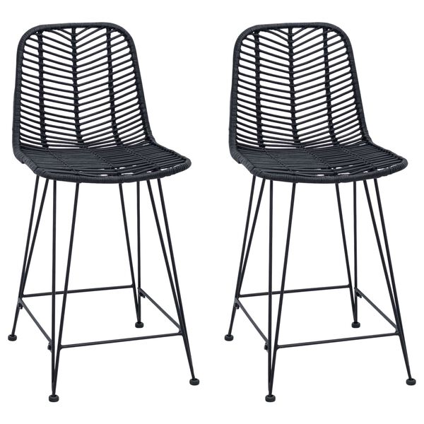 vidaXL Barst&oacute;ll 2 pcs Svartur 44,5 x 54,5 x 97,5 cm Rattan og j&aacute;rn