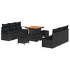 vidaXL Gar&eth;s&oacute;fa sett me&eth; p&uacute;&eth;i 9 pcs Svartur p&oacute;l&yacute;rattan