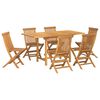 vidaXL Gar&eth;ur bor&eth;sett 7 pcs Br&uacute;nn Solid teak vi&eth;ur