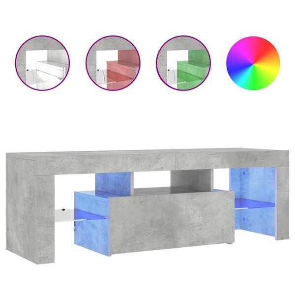 vidaXL Sjónvarpsskápur með LED Steypugrár 120x35x40 cm