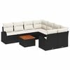 vidaXL Gar&eth;s&oacute;fa sett me&eth; p&uacute;&eth;i 9 pcs Svartur p&oacute;l&yacute;rattan