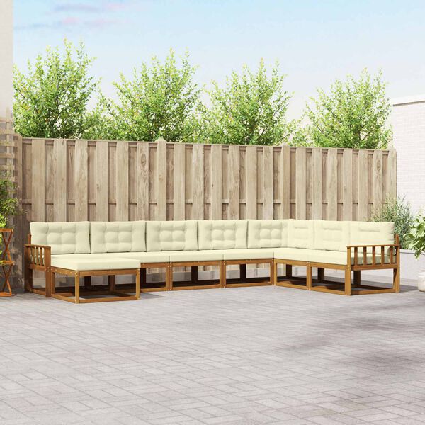 vidaXL &Uacute;ti s&oacute;fasett me&eth; p&uacute;&eth;i 8 pcs N&aacute;tt&uacute;rulegt og Krem