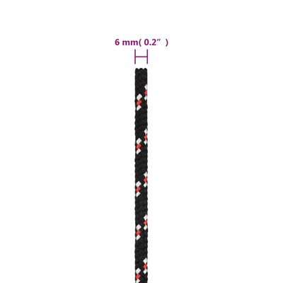 vidaXL Bátareipi Svartur 6 mm 250 m Pólýprópýlen