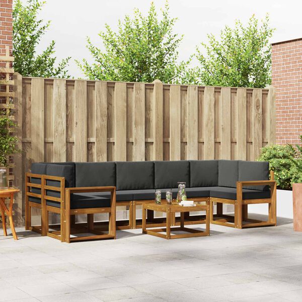 vidaXL &Uacute;ti s&oacute;fasett me&eth; p&uacute;&eth;i 8 pcs N&aacute;tt&uacute;rulegt og Antrac&iacute;t