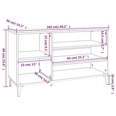 vidaXL Skóskápur Reyktóna Eikarlitur 102x36x60 cm Samsettur Viður