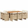 vidaXL 11 Hluta Gar&eth;s&oacute;fasett me&eth; Sessum Drapplitu&eth; P&oacute;l&yacute;rattan