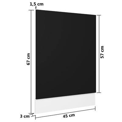 802555 vidaXL Dishwasher Panel Black 45x3x67 cm Chipboard