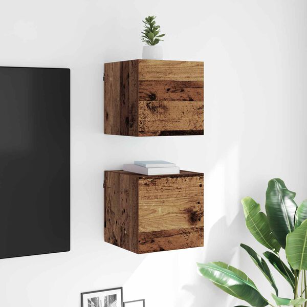 vidaXL Sj&oacute;nvarpssk&aacute;pur Gamalt timbur 30,5 x 30 x 30 cm Samsettur vi&eth;ur