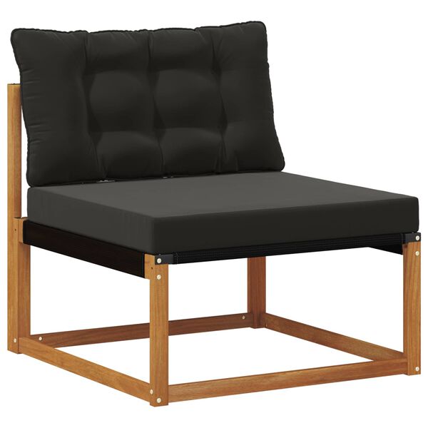 vidaXL &Uacute;ti s&oacute;fasett me&eth; p&uacute;&eth;i 3 pcs N&aacute;tt&uacute;rulegur og svartur