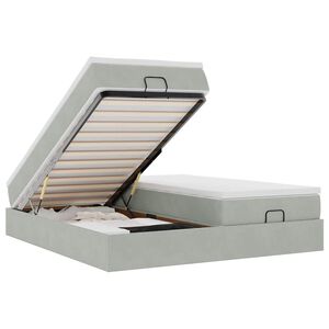 vidaXL Ottoman r&uacute;mgrind me&eth; d&yacute;num Lj&oacute;sgr&aacute;r 200x200cm Flauel