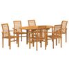 vidaXL Gar&eth;ur bor&eth;sett 7 pcs Br&uacute;nn Solid teak vi&eth;ur