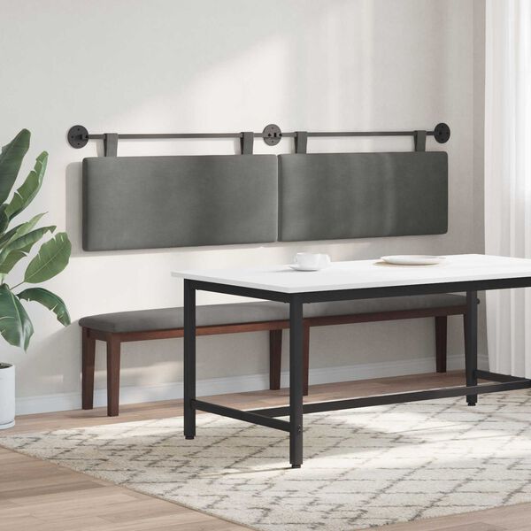 vidaXL Hengisk&aacute;li Vegghengt D&ouml;kk gr&aacute; 210 x 55 x 5 cm Korduroy efni