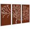 vidaXL Gar&eth;veggskreytingar 3 stk. 105x55 cm Corten St&aacute;l Trj&aacute;mynstur