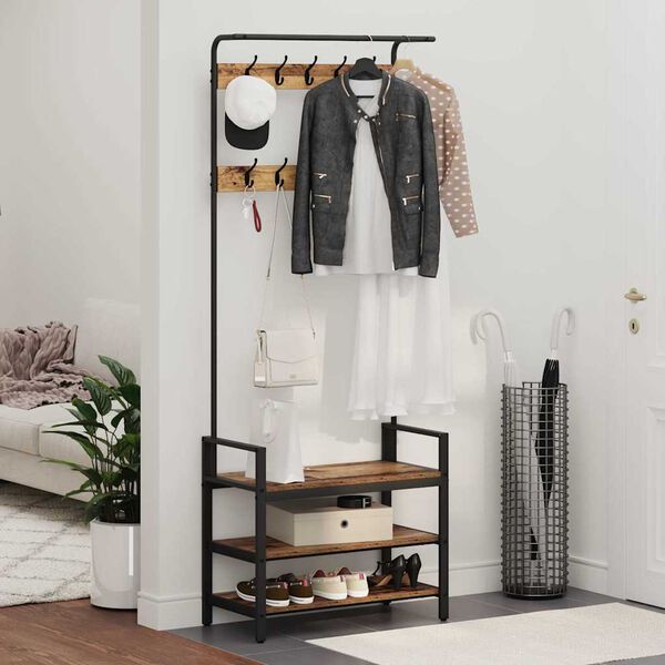 vidaXL Fatahengi Gamalt timbur 75 x 34 x 184 cm Samsettur vi&eth;ur