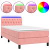 vidaXL H&oacute;lfa&eth; Springr&uacute;m me&eth; D&yacute;nu&LED Bleikt 100x200 cm Flauel