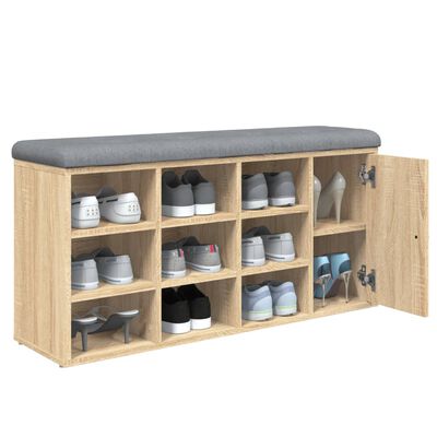 vidaXL Skóbekkur Sonoma Eikarlitur 102x32x50 cm Samsettur Viður