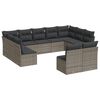 vidaXL 11 Hluta Gar&eth;s&oacute;fasett me&eth; Sessum Gr&aacute;r P&oacute;l&yacute;rattan