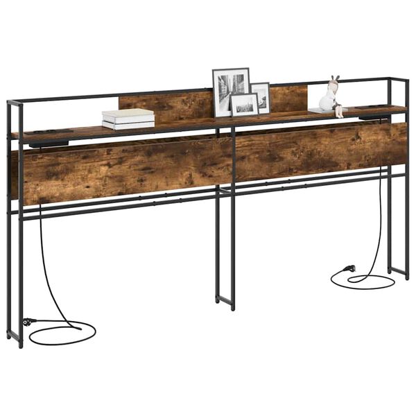 vidaXL Geymslu h&ouml;f&eth;ah&ouml;gg me&eth; hillu Reykt eik 200 cm Samsettur vi&eth;ur