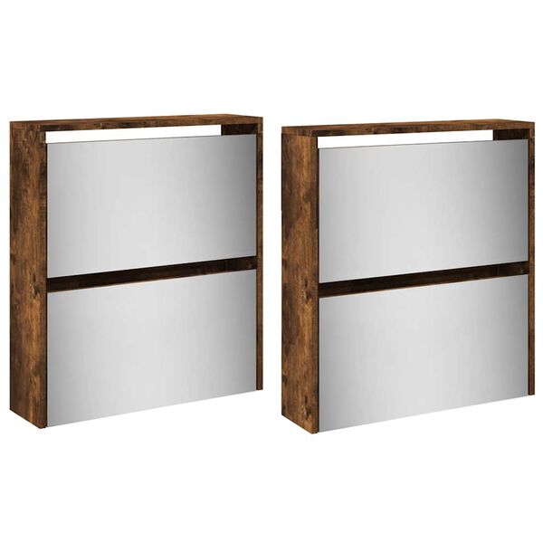 vidaXL Sk&oacute;sk&aacute;pur me&eth; Spegli 4ja Laga Reyklitu&eth; Eik 63x17x134 cm