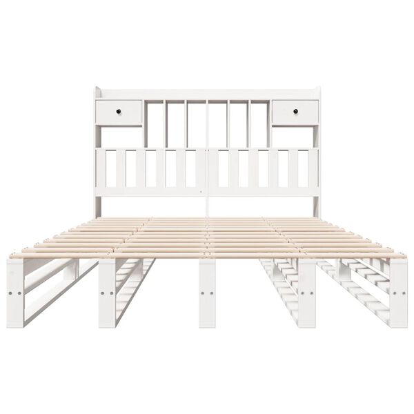 vidaXL R&uacute;mgrind me&eth; B&oacute;kahillu &aacute;n D&yacute;nu Hv&iacute;t 150x200 cm Gegnheil Fura