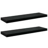 vidaXL Vegghengdar Hillur 2 stk. H&aacute;glans Svartar 80x23,5x3,8 cm MDF