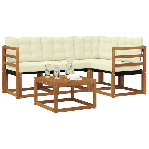 vidaXL &Uacute;ti s&oacute;fasett me&eth; p&uacute;&eth;i 5 pcs N&aacute;tt&uacute;rulegt og Krem