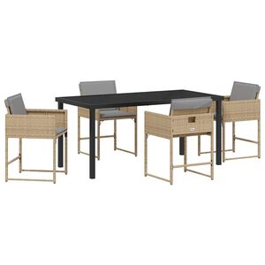 vidaXL Gar&eth;ur bor&eth;sett 5 pcs Drapplita&eth;ur p&oacute;l&yacute;rattan