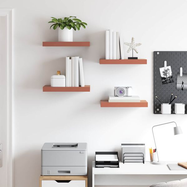 vidaXL Vegghylla 4 pcs Rau&eth;ur 40 x 23,5 x 4 cm Samsettur vi&eth;ur