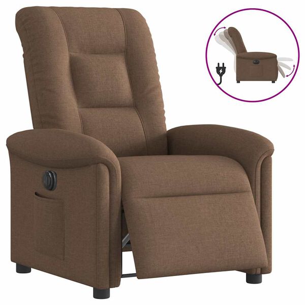 vidaXL Electric Recliner st&oacute;ll Br&uacute;nt efni