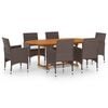 vidaXL 7 Parta Gar&eth;bor&eth;stofusett P&oacute;l&yacute;rattan Br&uacute;nt