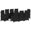vidaXL Gar&eth;ur bor&eth;sett me&eth; p&uacute;&eth;i 9 pcs Svartur p&oacute;l&yacute;rattan