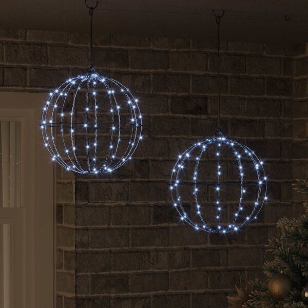 vidaXL Boltinn me&eth; 192 LED 2 pcs Kaldur hv&iacute;tur 30 cm metal