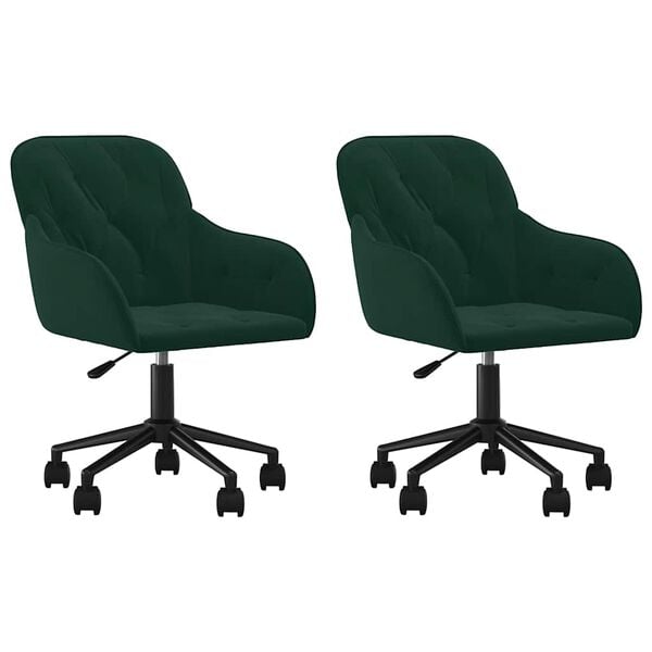 vidaXL Sn&uacute;ningsbor&eth;stofust&oacute;lar 2 stk. D&ouml;kkgr&aelig;nir Flauel