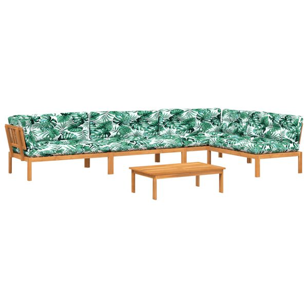 vidaXL 5 Hluta Pallasófasett með Sessum Gegnheill Akasíuviður