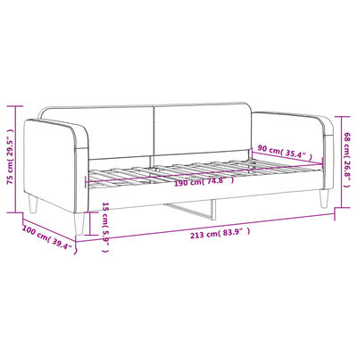 vidaXL Svefnsófi Ljósgrár 90x190 cm Efnisáklæði