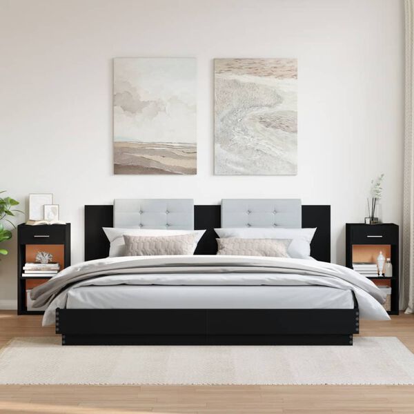 vidaXL Náttborð 2 stk. Svört 35x34x65 cm Samsettur Viður