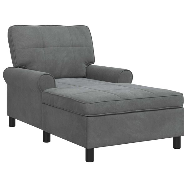 vidaXL Chaise Lounge me&eth; p&uacute;&eth;i D&ouml;kk gr&aacute; 91 x 157 x 91 cm Flauel