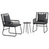 vidaXL Gar&eth;ur bor&eth;sett 3 pcs Svartur og Anthracite p&oacute;l&yacute;rattan