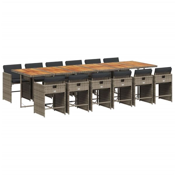 vidaXL 13 Parta Gar&eth;s&oacute;fasett me&eth; Sessum Gr&aacute;tt P&oacute;l&yacute;rattan