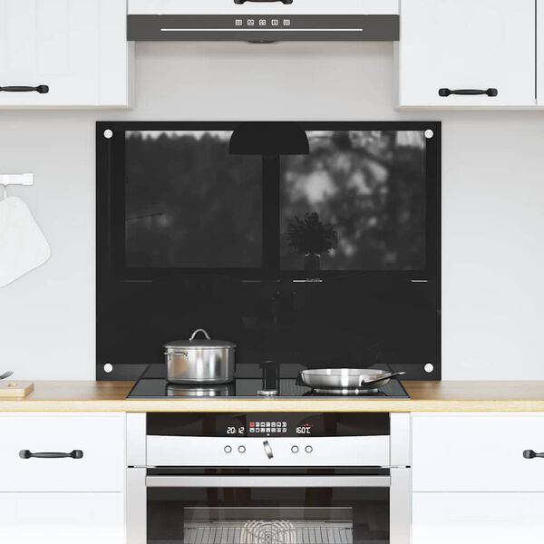 vidaXL Eldhús Backsplash Svartur 80 x 60 cm hertuð gler