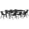 vidaXL Gar&eth;ur bor&eth;sett 9 pcs Svartur Dufth&uacute;&eth;a&eth; st&aacute;l