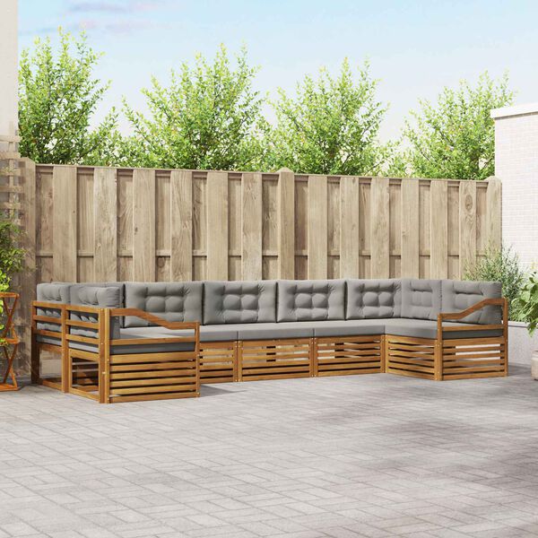 vidaXL S&oacute;fasett 7 pcs N&aacute;tt&uacute;rulegt og Lj&oacute;st Gr&aacute;tt Hrein akas&iacute;utr&eacute;